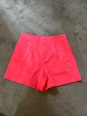 High-Rise Neon Pink Women's Dress Shorts